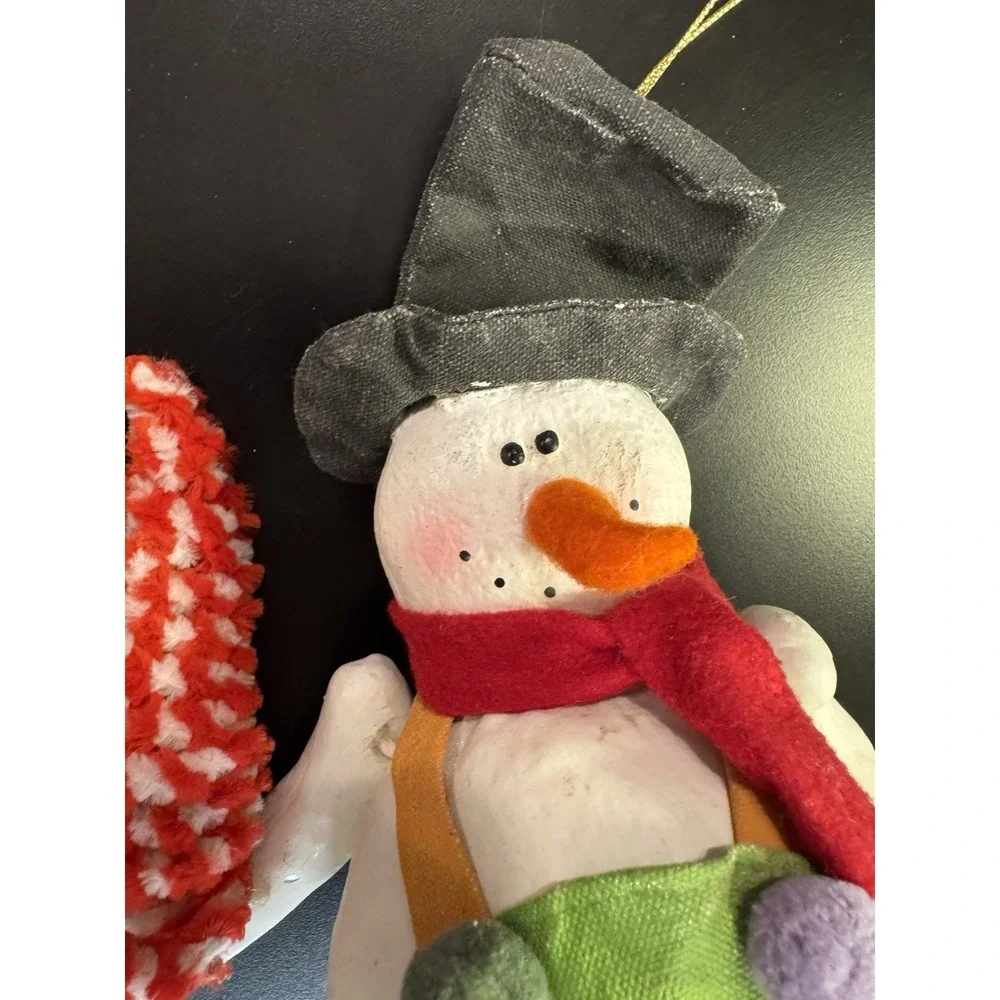 Snowman Shelf Sitter Painted Canvas Chanel Twist Christmas‎ Tree Pom Poms